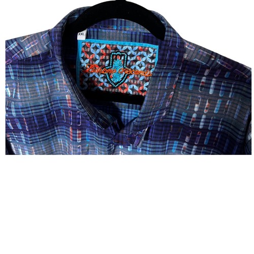 Luchiano Visconti Men's XXL Long Sleeve Button Down Cotton Blend Blue Multi NWT - 第 6/19 張圖片