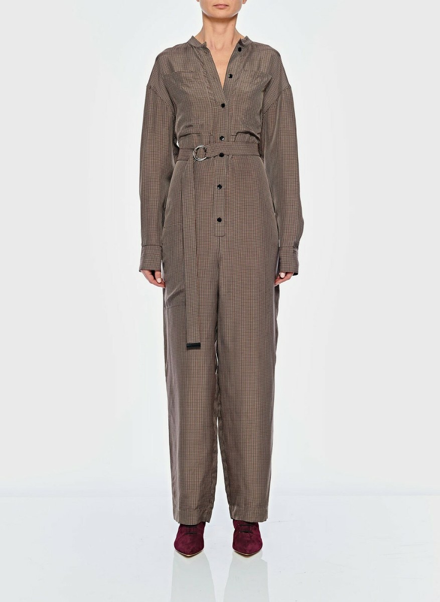 Tibi Walden Cupro Jumpsuit Brown Multi SIZE