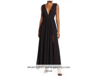 NWT $100 SZ XLARGE Love X Design Athena Plunging V Neck Maxi Dress Black |  eBay