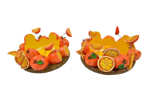 Kohl's 3" Pillar Candle Holders Orange Fruit on Springs Set of (2) - Picture 1 of 13