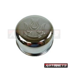 Push in on Chrome Flame Valve Cover Oil Breather Cap 1.25" SBC BBC Hot StreetRod