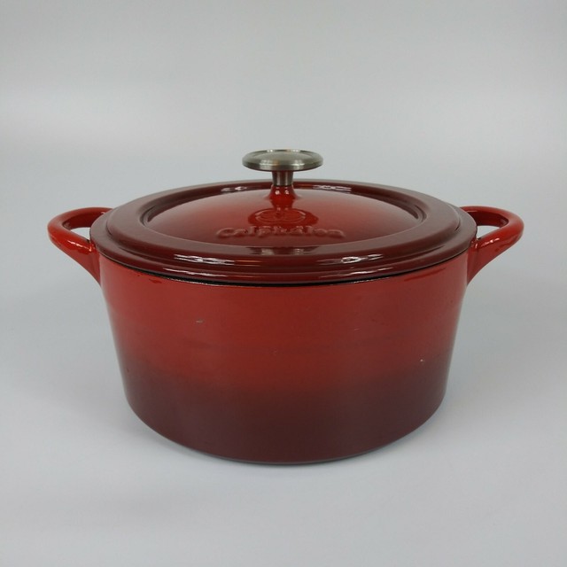Calphalon Red Enamel Cast Iron Dutch Oven. New with defects. eBay