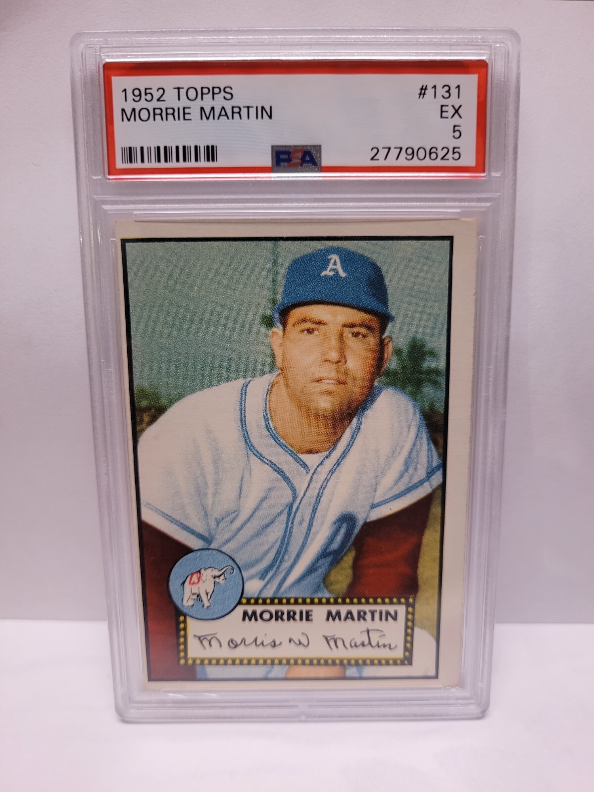 1952 Topps Morrie Martin PSA Graded EX 5 Philadelphia Athletics #131