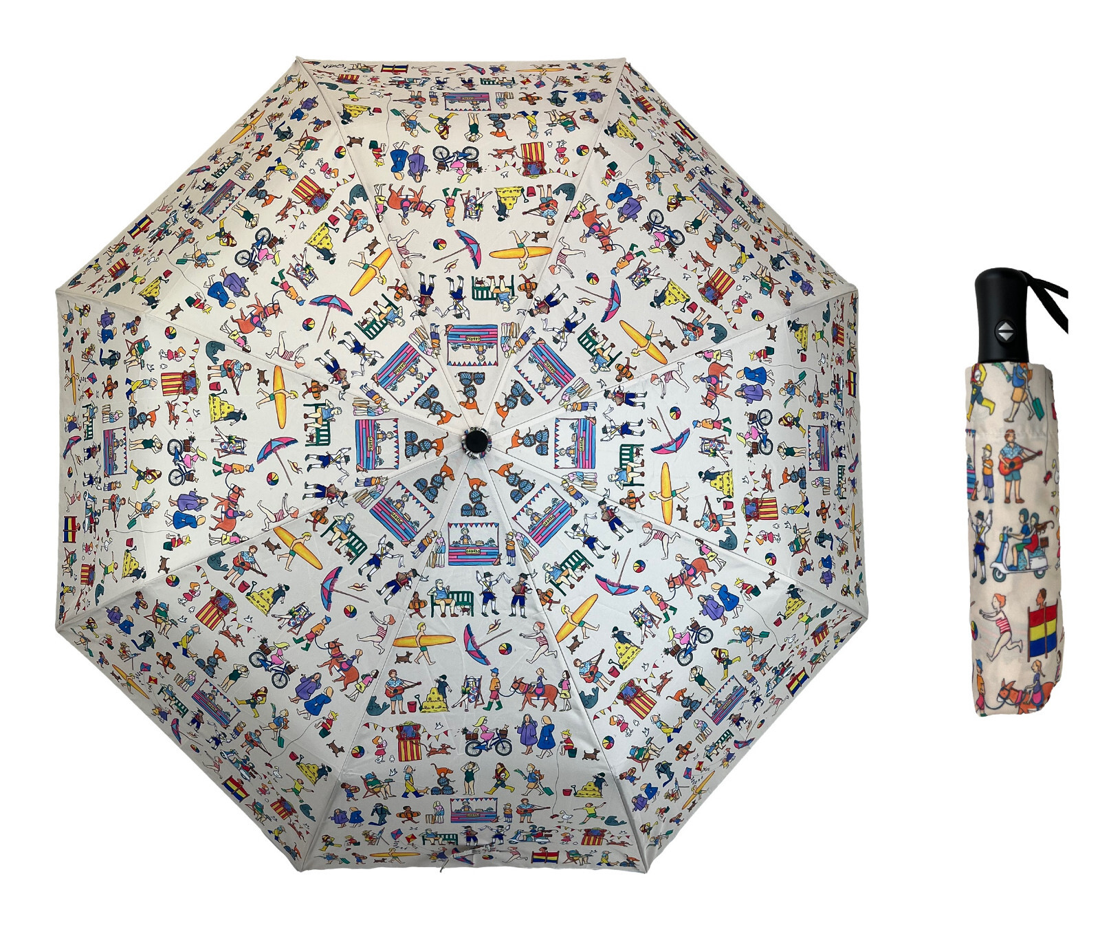 Soake Laura Wall Seaside Shenaninigan Art Folding Style Compact Umbrella Brolley