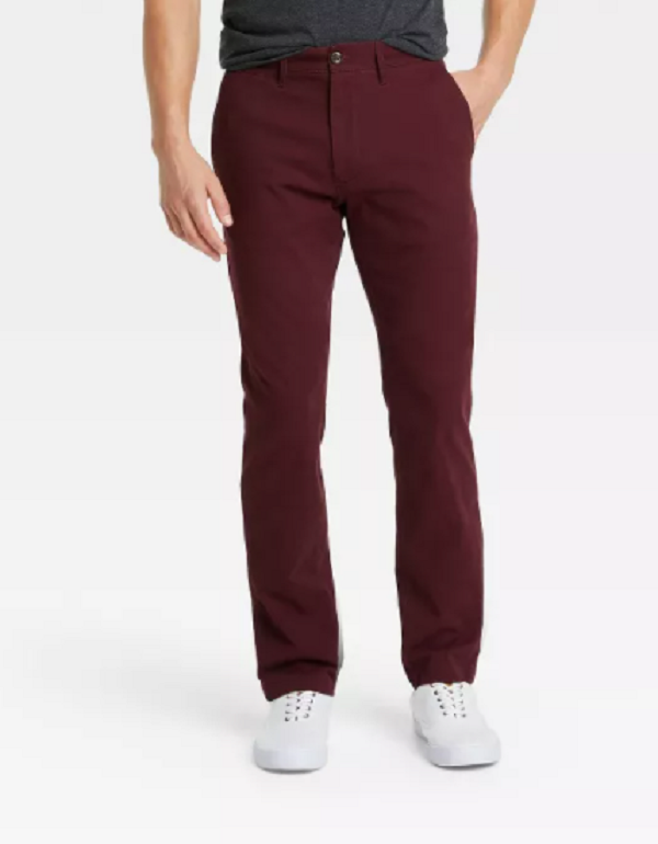 NEW Goodfellow & Co. Men's Slim Fit Hennepin Chino Pants Berry Size 30W