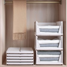 4pcs Stackable Wardrobe Drawer Units Organizer Clothes Closet Storage Basket Box