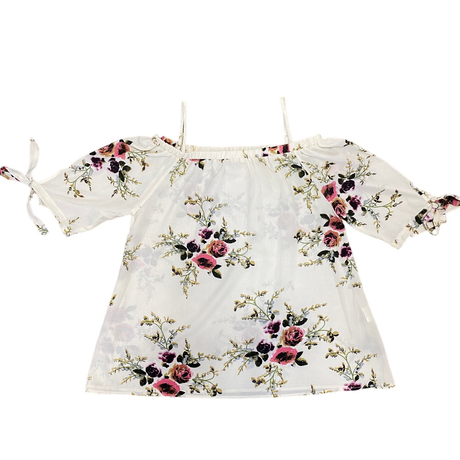Zaful Women’s Blouse Size 2X Floral Off Shoulders Light  Cottagecore Coastal