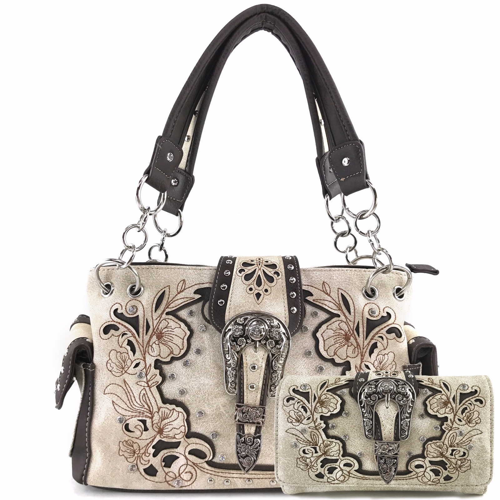 Justin West Rhinestone Buckle Western Embroidery Conceal Carry Shoulder