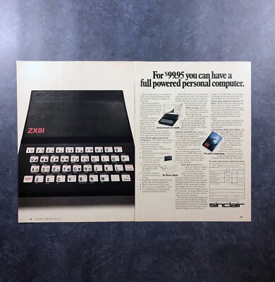 1982 Sinclair Research ZX81 Home Computer PRINT AD Retro Computers