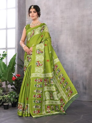 Women's latest Art Silk and Tassels Saree with unstitched Blouse Material