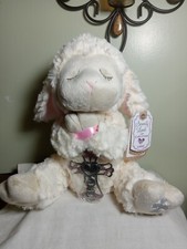 Ganz Plush 12" Serenity Lamb W/Crib Cross Pink Bow NWT Christening Baptism Gift