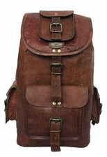 22" Large Genuine Soft Leather Back Pack Rucksack Travel Bag Men's and Women's