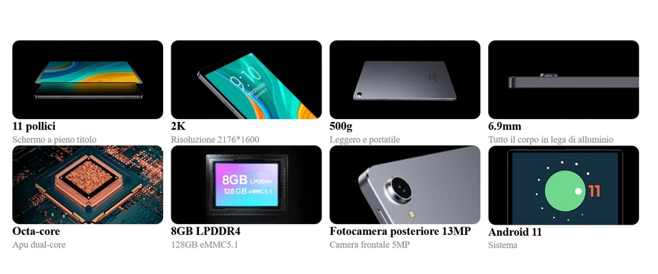 CHUWI TABLET HiPad Plus display 11 pollici 2K RAM 8GB MEMORIA 128GB - COME NUOVO - Imagen 2 de 4