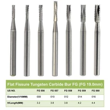 Dental Tungsten Carbide Bur Straight Fissure Cross Cut FG 556 557 558