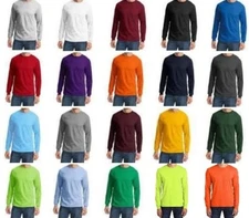 MEN'S MID-WEIGHT, 50/50 COTTON /POLY, LONG SLEEVE, CLASSIC CREW T-SHIRT, S-6XL