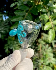 14mm Clear Glass Bowl Male Joint Agua Azul Octopus