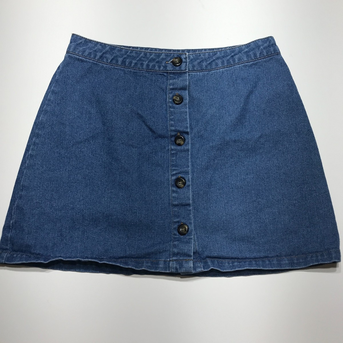 Forever 21 Skirt Womens Size Large Button Front Denim Mini A-Line 100%  Cotton