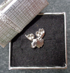 Vtg MOOSE LODGE L.O.O.M. Silvertone Miniature Moose Lapel Pin ~ 1/2" D