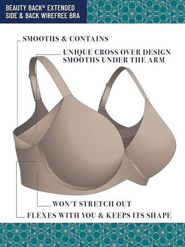 Sujetador alisador lateral/trasero figura completa Vanity Fair 42DDD cuarzo nuevo con etiquetas $50 hecho en EE. UU. - Imagen 5 de 7