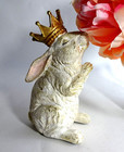 Hase Prinz Ostern 19cm Krone Shabby Deko Figur Skulptur Häschen Kaninchen gold