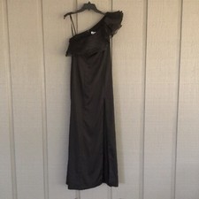 Ieena Mac Duggal One Shoulder Ruffle Sheath Dress Gown Size 8 Women Slit Black