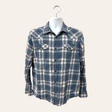 Cody James Western Reg Fit Mens Pearl Snap Shirt L Blue Plaid Cowboy Core Flaw