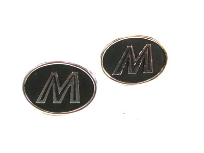 Boutons De Manchette Vintage Hickok USA - Initiales M Ou W - Argenté - Occasion, Bon État