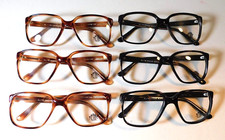 Vintage 6 Pc. Lot ELITE Howard Amber Black 54/20 Men's Eyeglass Frame NOS N1