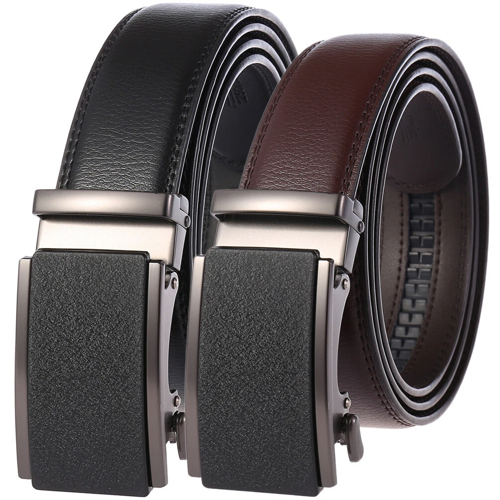 Fashion Real Leather belts for men Automatic Buckle Belt Ratchet Cow Strap  Jeans