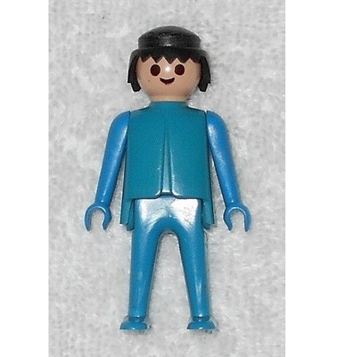 Playmobil Vintage Man Figure Blue Torso Blue Arms Legs