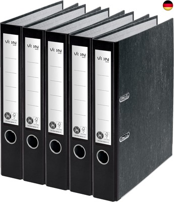 VON Leitz 5er Pack Ordner A4, 100 % Recycling-Karton, Für 350 Blatt, 50 mm 