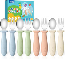 8 Pieces Toddler Utensils Set - Kids Silverware Set with Silicone Handle Childre