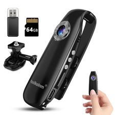Mini Body Camera 1080P 64GB Audio Video Recorder Motion Detection Wearable POV