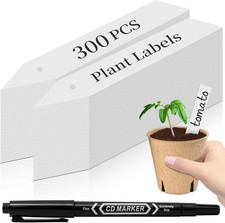 300 pcs for Plant Labels with Marker Pen Waterproof Garden Tags Stakes White