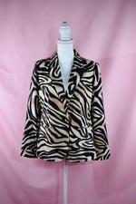 Chico's Tan  Black Zebra Stripe Single Button Blazer  Size M