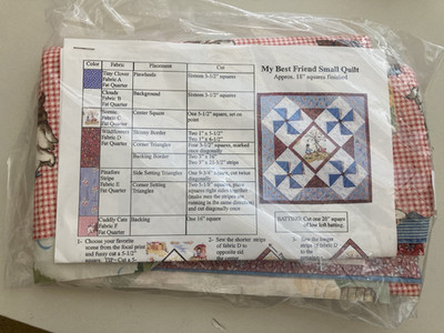 My Best Friend Small Quilt Kit 18'' x 18'' Vintage Child Blue/Red Pinwheels ~A2