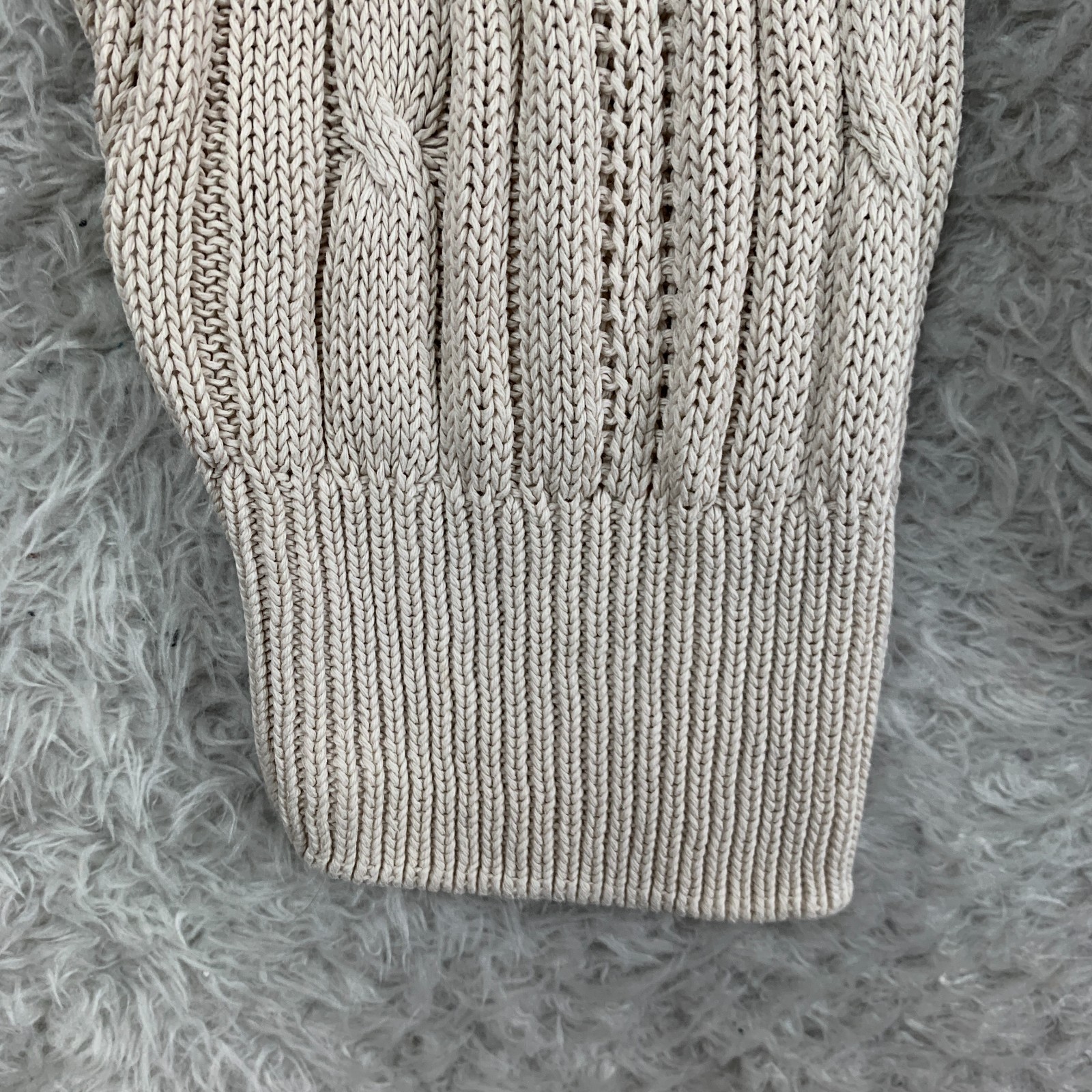 CHAPS Ralph Lauren Cream Ribbed Cotton Pullover Knit Jumper Size Men's Medium image 4