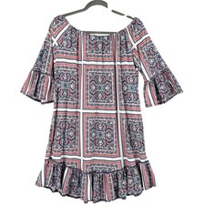 Uncle Frank Anthropologie Printed Dress Size S Jersey Stretch Ruffle Bell Sleeve