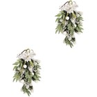2pcs Christmas Wreath Christmas Ornament Artificial Hanging Wreath Ornament