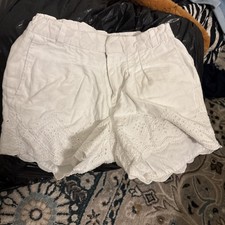 Gap Low Stride Shorts Adjustable Waist Raw Hem White Denim Kids Girls Size 7