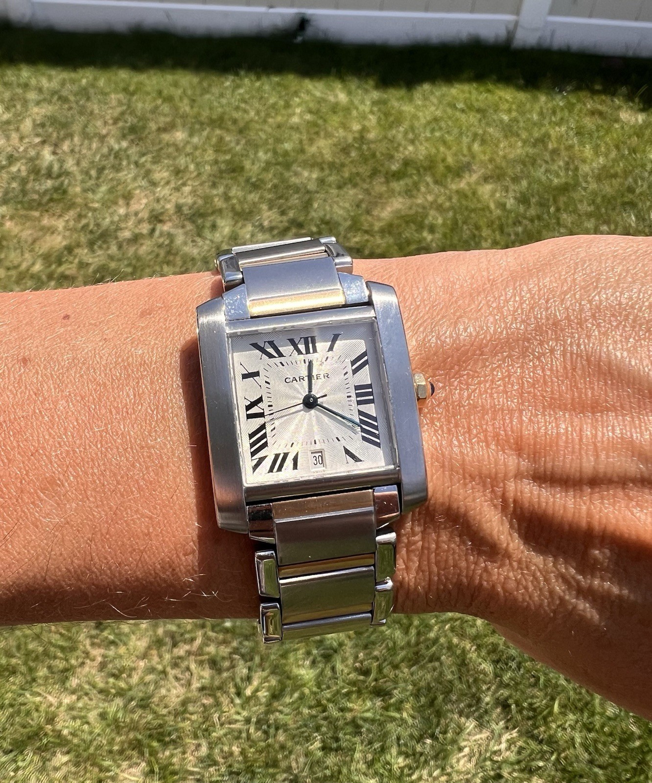 Cartier Tank Francaise 28mm 18k Gold Steel Automatic Watch Ref 2302-image