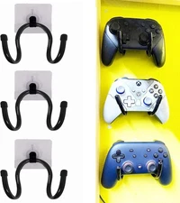 Pmsanzay 3 Pack Universal Self-Adhesive Game Controller Wall Mount Black 
