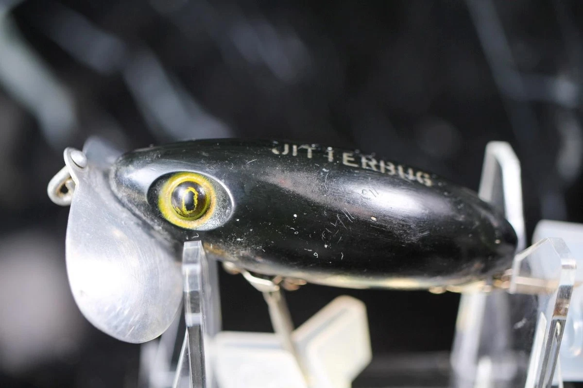 Fred Arbogast Jitterbug Yellow Clear Lamé 3/8oz Crankbait Used