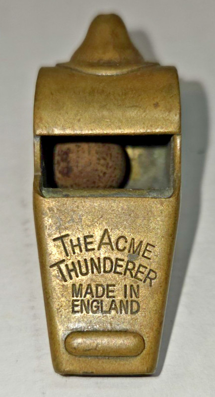 Vintage The Acme Thunderer GEMSCO Brass Whistle Made in England with Cork Ball