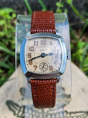 Vtg 1931 Elgin Model 1 Grade 487 Men's 29mm Tank Watch Mechanical 17J VERY NICE!