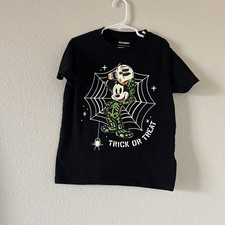 Mickey Mouse Halloween T Shirt Kids Size S 6-7 - Skeleton Trick or Treat Spider