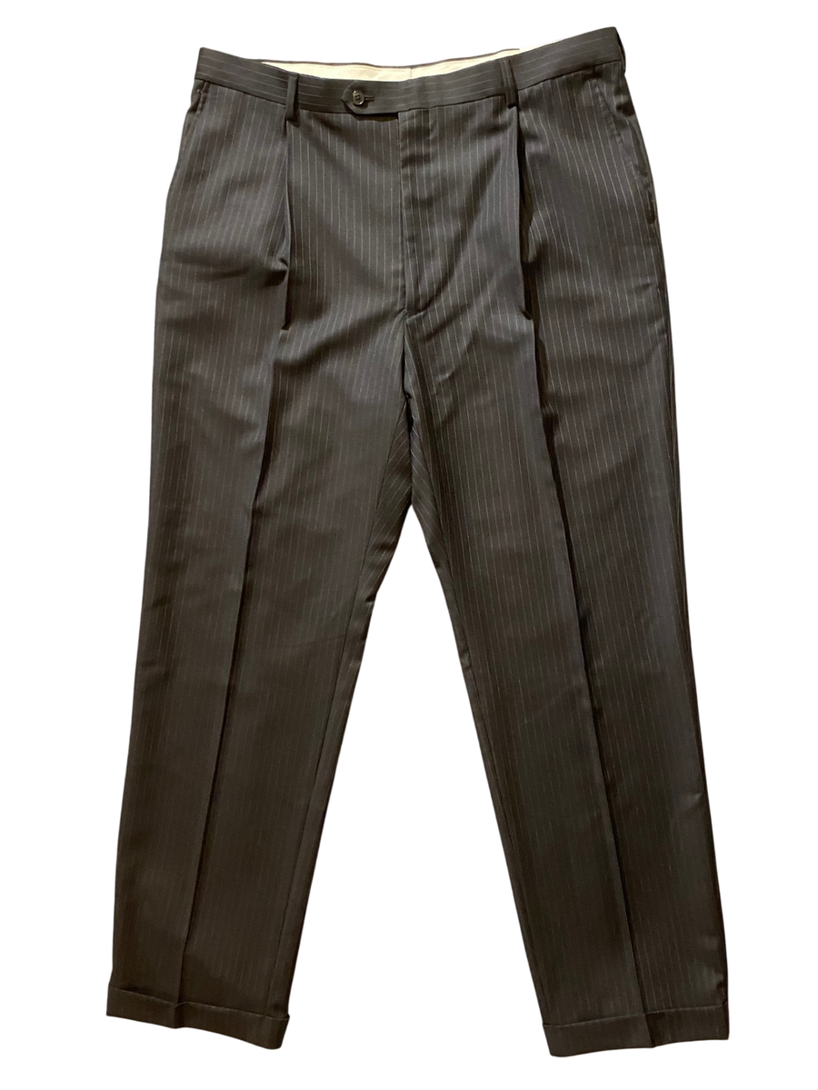 Concepts by Claiborne Pants Mens W38 L32 Black Pinstripe Wool