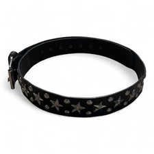 Black Star Studded Faux Leather Belt   41  Punk Grunge Y2K