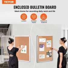36x24 Enclosed Cork Board with Aluminum Frame   Lockable Bulletin Board