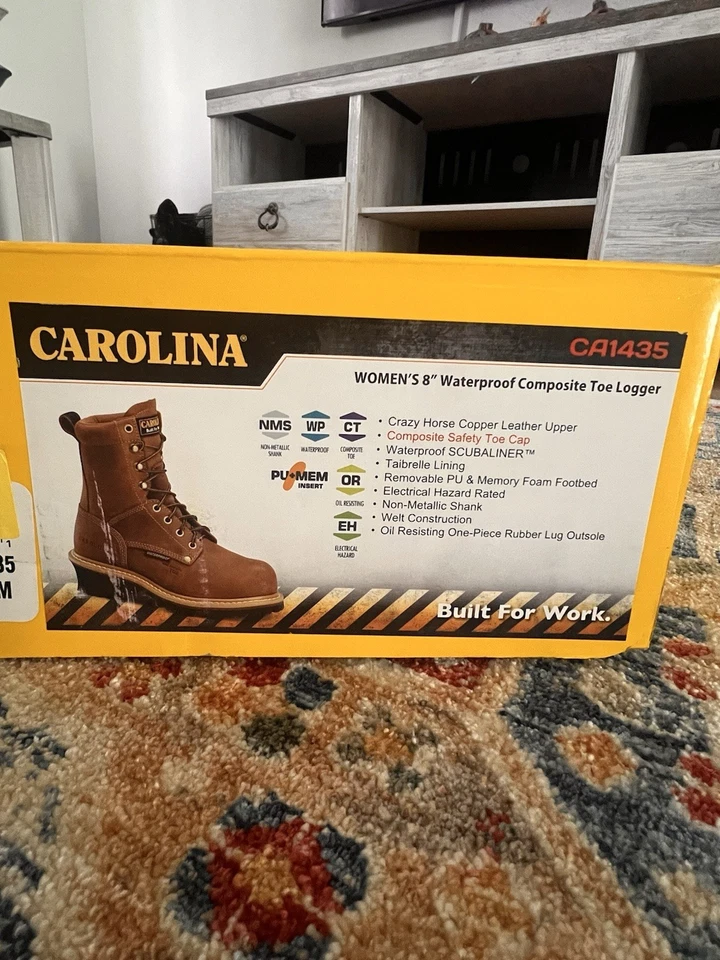 Carolina Elm Women's 8" Leather WP Comp Safety Toe Logger Boot Brown Size 8.5 M - Image 4 of 4